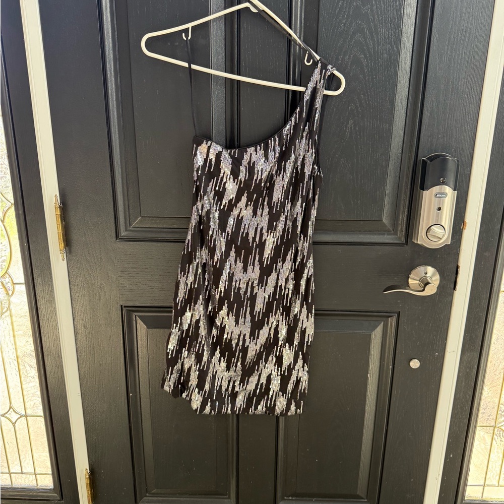 C&C California Black Dress with Silver Sequin Accents